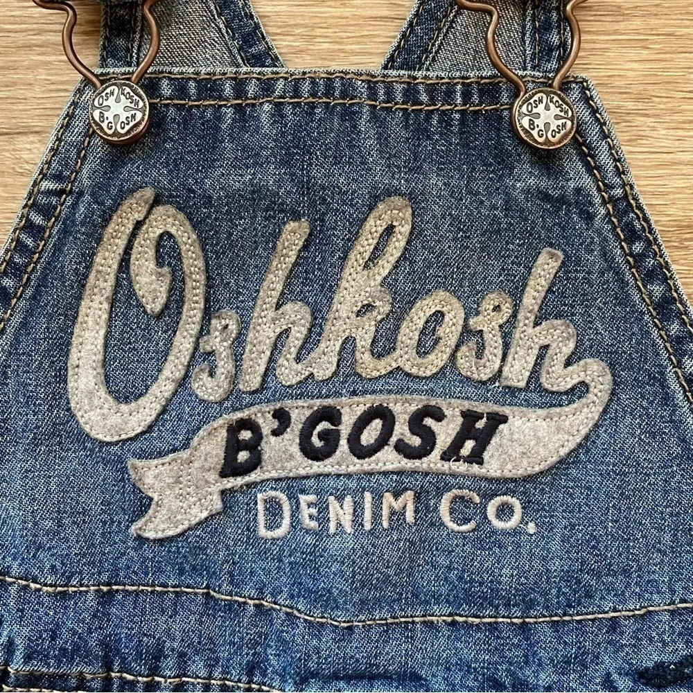 OshKosh B' Gosh Denim Bib Overalls Blue Jeans Toddler Kids Size 12 Months